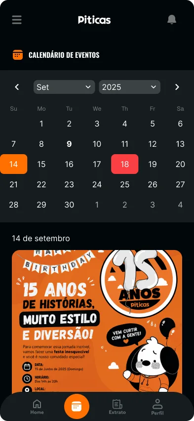 Calendário de eventos